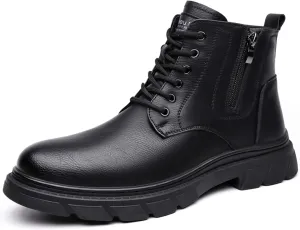 Men's Winter Waterproof Warm Snow Boots Genuine Leather Walking Hiking Warm Lined Casual Work Ankle Boots