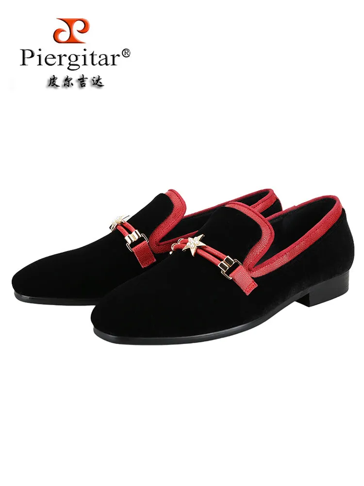 Mulberry silk velvet and genuine leather men's loafers with pearl metal buckles, European and American wedding banquet formal shoes, nine-point pants, perfect match