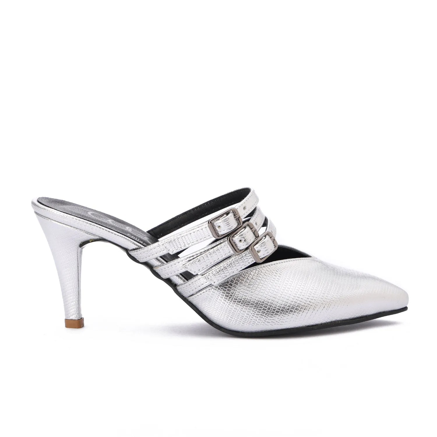 Noir Stride Heels-Silver