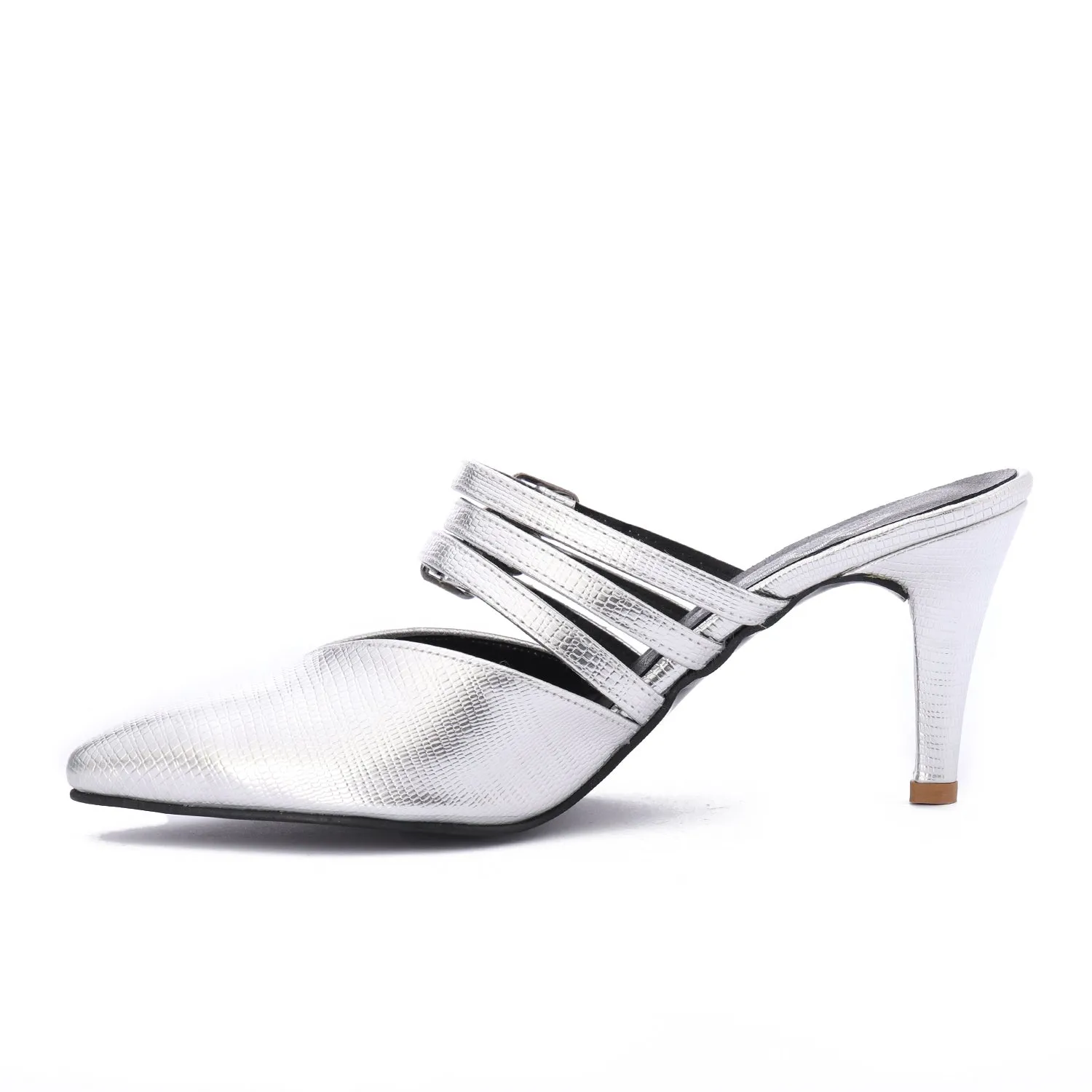 Noir Stride Heels-Silver