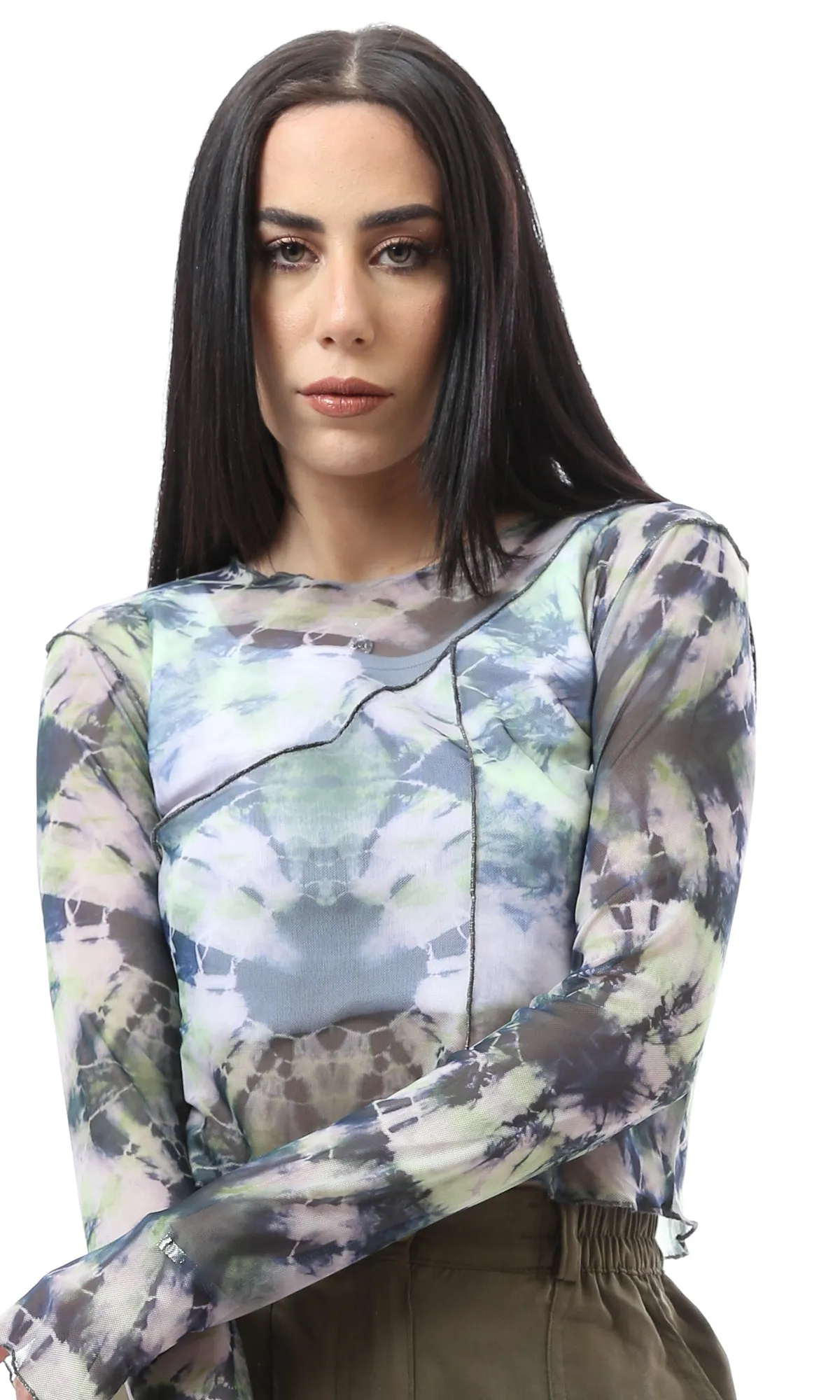 O167384 Long Sleeves Woman Top - Multicolor