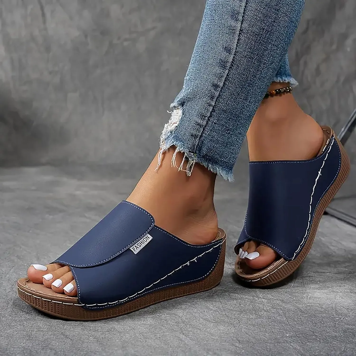 Orthopedic Platform Wedge Sandals for Women Summer Dressy 2025 Comfortable Arch Support Slides Breathable Orthotic Wedges Slip on Casual Sandal