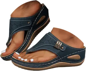 Orthopedic Sandals for Women 2025 Comfortable Breathable Summer Solid Color Platform Slip On Walking Sandal with Arch Support Open Toe Wide Casual Vacation Slippers