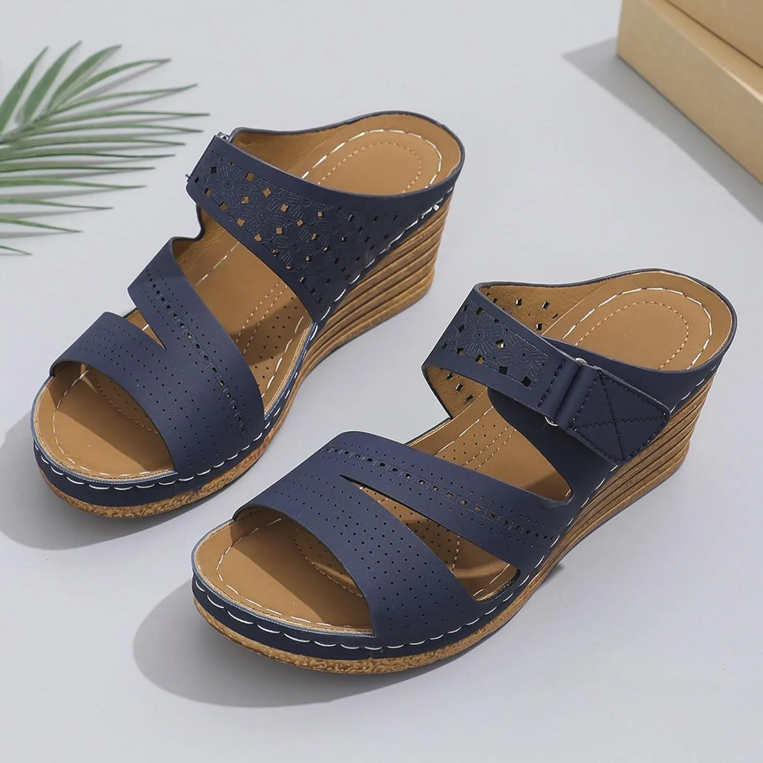 Orthopedic Sandals for Women 2025 Platform Wedge Sandal Fashion Espadrilles with Mid Heel Comfortable Open Toe Slip-On for Dressy Summer Casual Wear