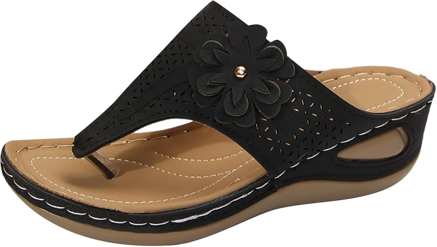 Orthopedic Sandals for Women Summer Comfortable Arch Support 3D Hollow Flower Wedge 2025 Slippers Slip On Platform Flip Flops Wedges Dressy Casual Beach Shoes Slides Walking Breathable