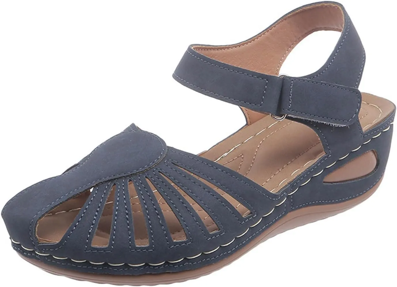 Orthopedic Wedge Sandals for Women 2025 Closed Toe Sandal Womens Arch Support Shoe Dressy Summer Ankle Strap Non-Slip Hollow Out Wedges Beach Vacation Party Casual Shoes
