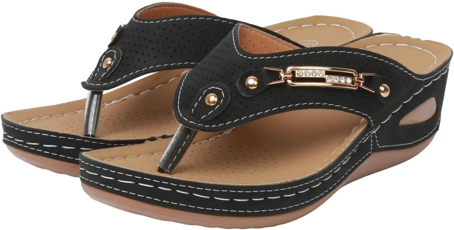 Orthopedic Wedge Sandals for Women Slide Sandals Arch Support Wedge Flip Flops, Summer Dressy Casual Beach Slippers