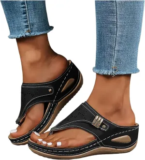 Orthopedic Wedge Sandals for Women Summer Dressy 2025 Flat Open Toe Platform Casual Boho Slip on Beach Dress Comfortable Outdoor Shoes