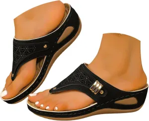 Orthopedic Wedge Sandals for Women Summer Dressy 2025 New Comfortable Arch Support Wedge Sandal Non Slip Flip Flops Shoes Casual Breathable Open Toe Mesh Hollow Sports Beach Sandals