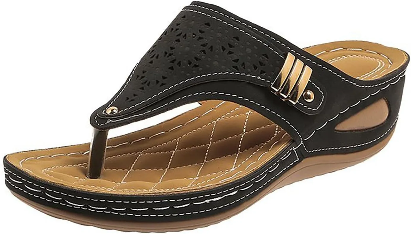 Orthopedic Wedge Sandals for Women Summer Dressy 2025 New Comfortable Arch Support Wedge Sandal Non Slip Flip Flops Shoes Casual Breathable Open Toe Mesh Hollow Sports Beach Sandals