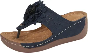 Orthopedic Wedge Sandals for Women Summer Dressy 2025 Non-slip Solid Low Open Toe Slides Ladies Slipper Platform Flower Shoes