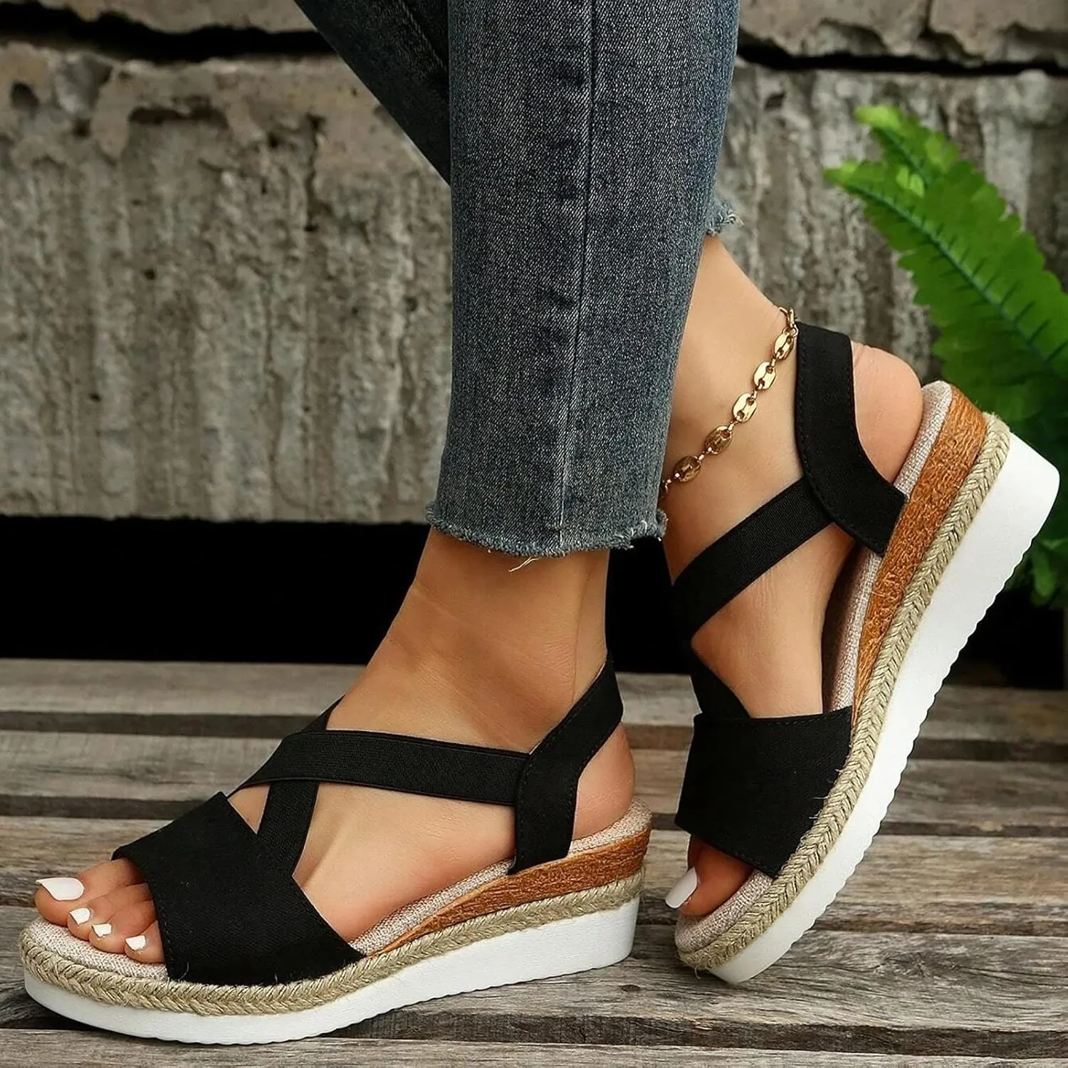 Orthopedic Wedge Sandals for Women Summer Dressy 2025 Womens Walking Arch Support Wedge Sandal Open Toe Ankle Strap Platform Beach Casual Slip on Sandals Beach Dress Comfortable Shoes