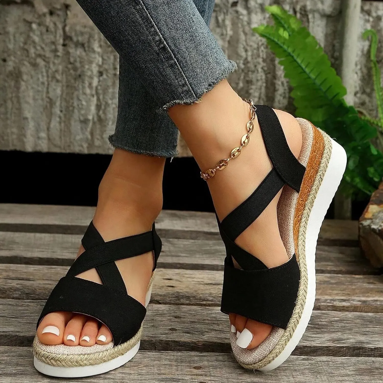 Orthopedic Wedge Sandals for Women Summer Dressy 2025 Womens Walking Arch Support Wedge Sandal Open Toe Ankle Strap Platform Beach Casual Slip on Sandals Beach Dress Comfortable Shoes