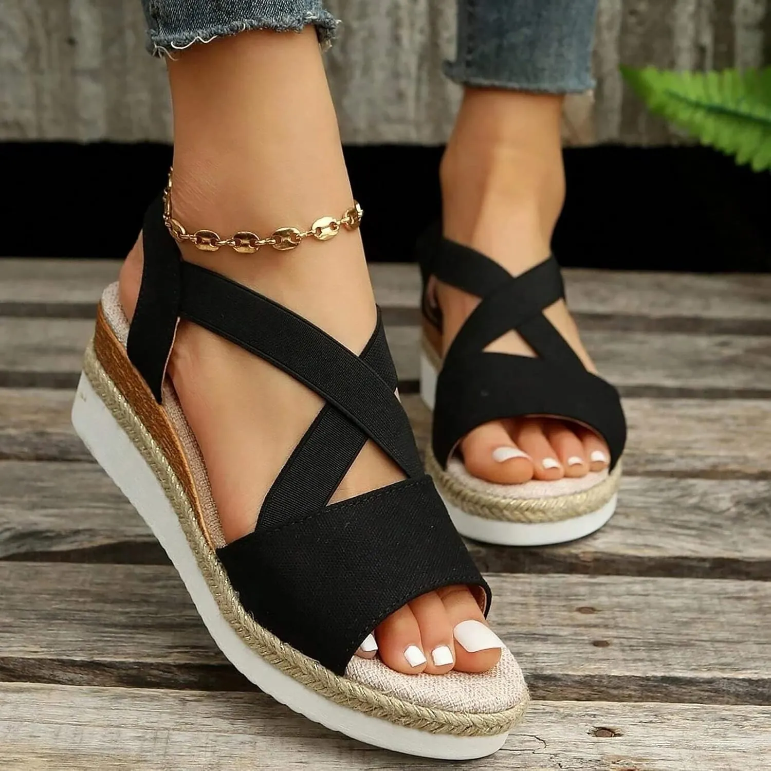 Orthopedic Wedge Sandals for Women Summer Dressy 2025 Womens Walking Arch Support Wedge Sandal Open Toe Ankle Strap Platform Beach Casual Slip on Sandals Beach Dress Comfortable Shoes