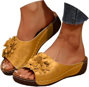 Orthopedic Wedge Sandals for Women Summer Dressy 2025,Comfortable Non-slip Open-Toe Dress Platform Wedges Arch Support Slip on Shoes