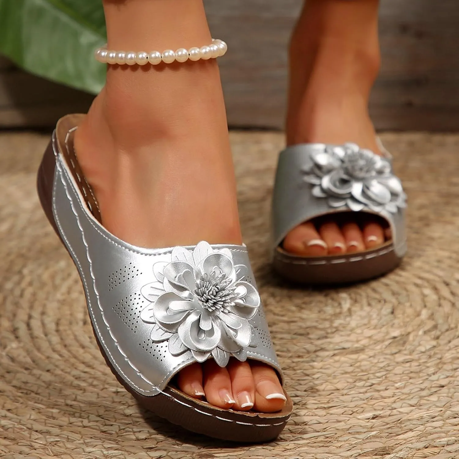 Orthopedic Wedge Sandals for Women Summer Dressy 2025,Comfortable Non-slip Open-Toe Dress Platform Wedges Arch Support Slip on Shoes