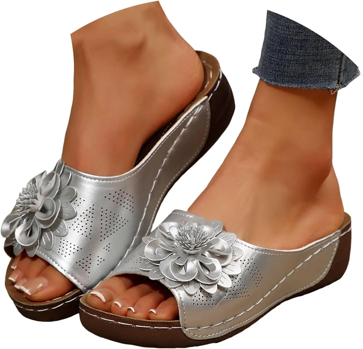 Orthopedic Wedge Sandals for Women Summer Dressy 2025,Comfortable Non-slip Open-Toe Dress Platform Wedges Arch Support Slip on Shoes