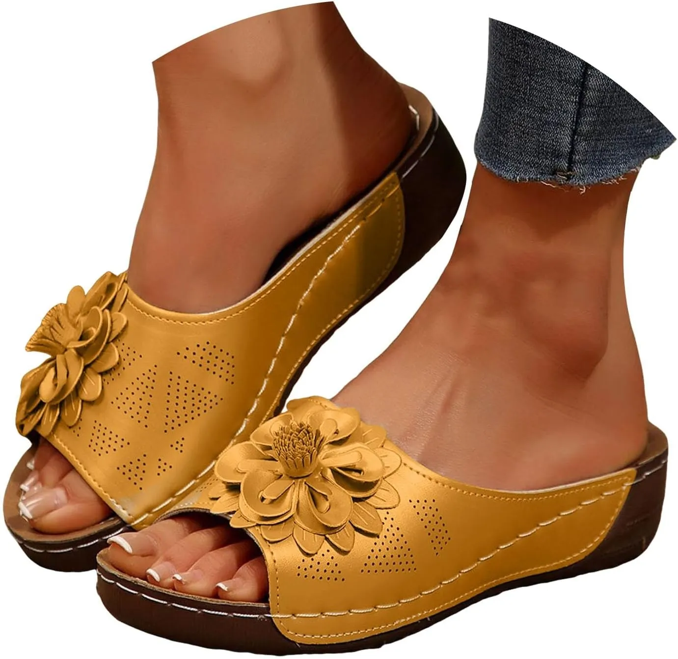 Orthopedic Wedge Sandals for Women Summer Dressy 2025,Comfortable Non-slip Open-Toe Dress Platform Wedges Arch Support Slip on Shoes