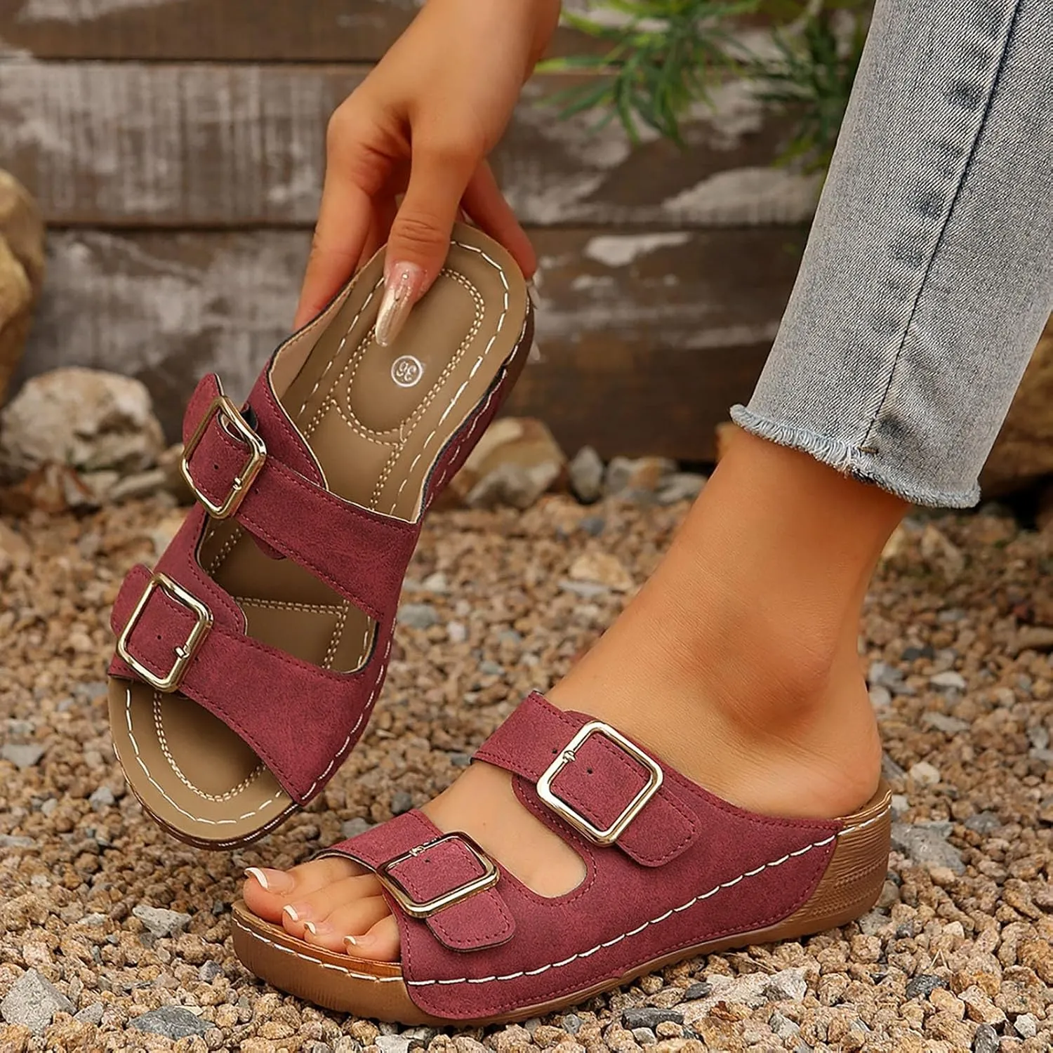 Orthopedic Wedge Sandals for Women, Women Dressy Summer Comfortable Sandals Arch Support 2025 Slip On Flip Flops Sandal Beach Vacation Slippers