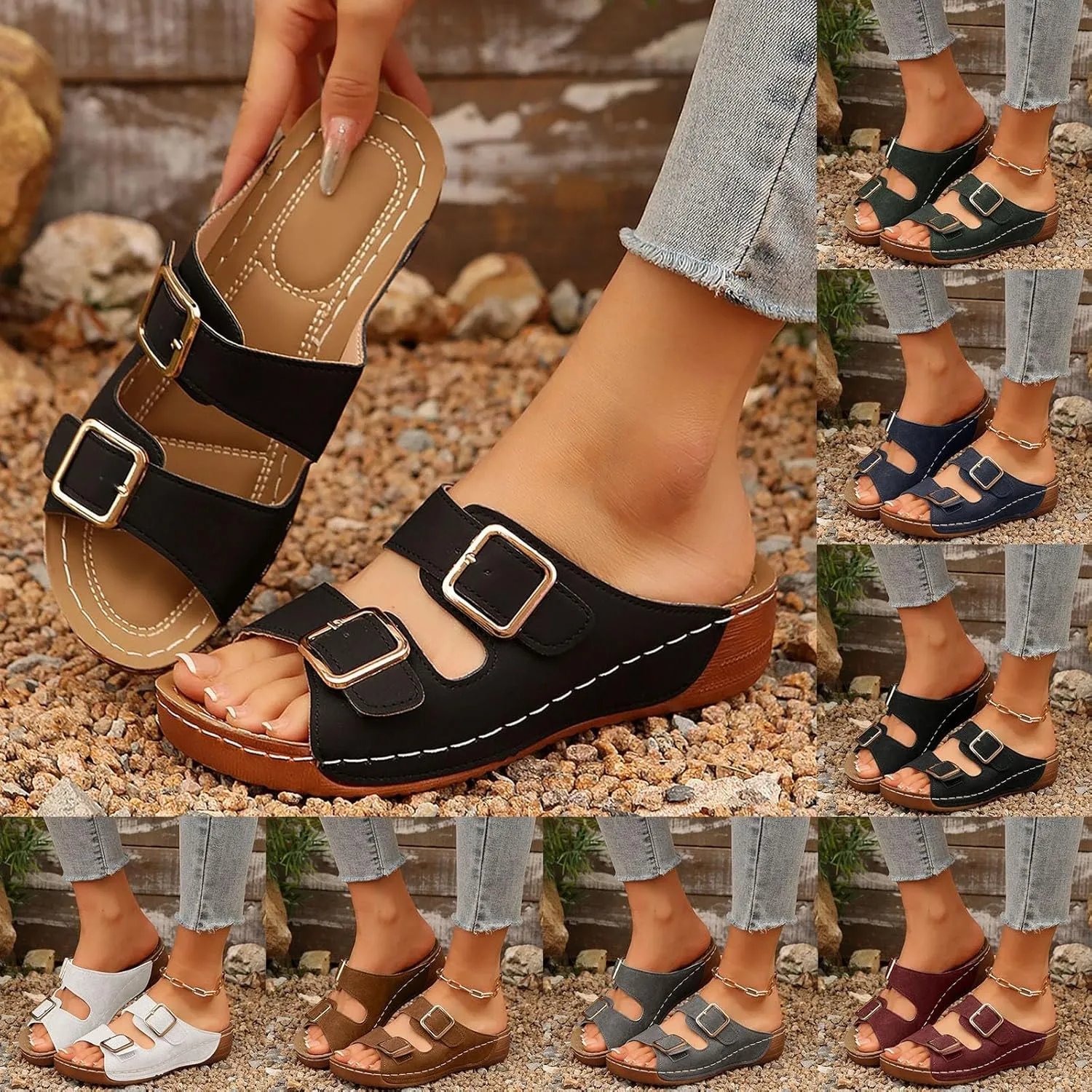 Orthopedic Wedge Sandals for Women, Women Dressy Summer Comfortable Sandals Arch Support 2025 Slip On Flip Flops Sandal Beach Vacation Slippers