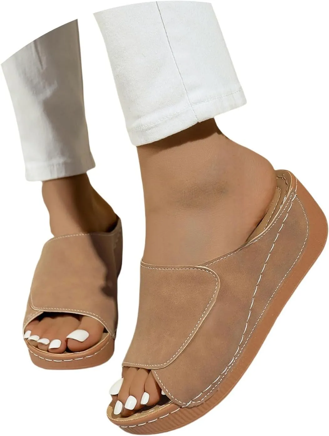 Platform Sandals for Women 2025 Orthopedic Arch Support Wedge Sandals Comfortable Fish Mouth Open Toe Beach Slippers Summer Slip On House Slippers