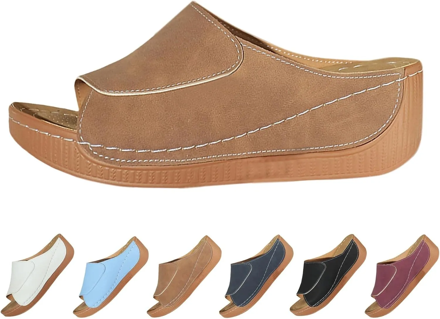 Platform Sandals for Women 2025 Orthopedic Arch Support Wedge Sandals Comfortable Fish Mouth Open Toe Beach Slippers Summer Slip On House Slippers