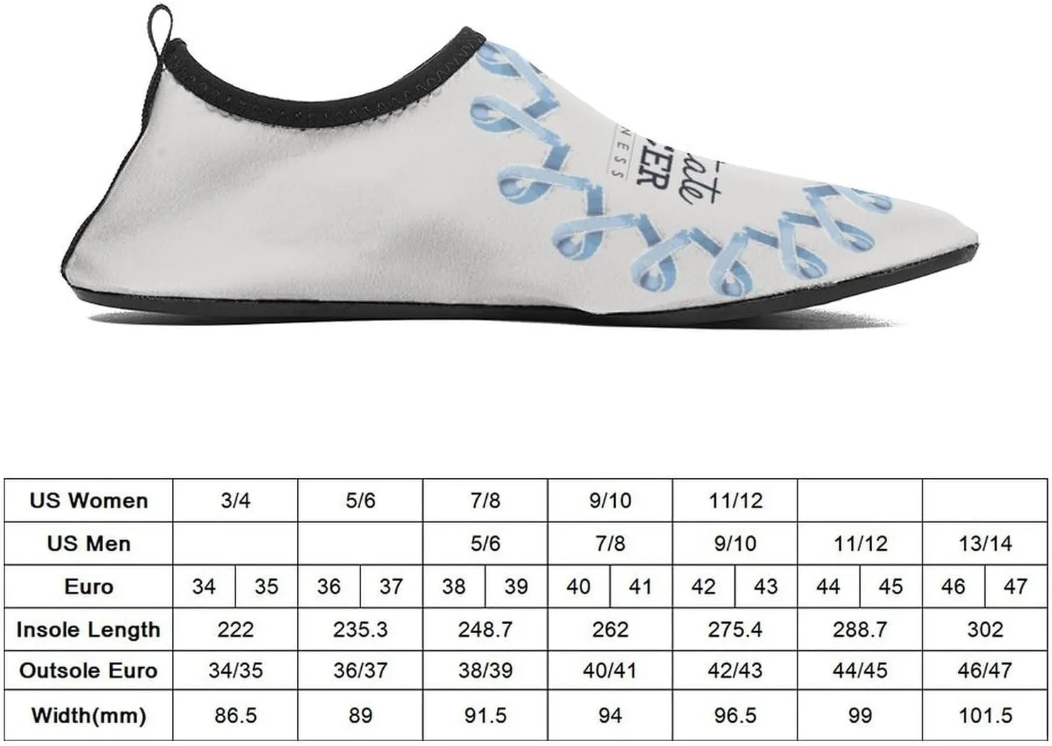 Prostate Cancer Awareness Month Water Shoes Beach Shoes Aqua Socks for Women Men Swimming Yoga