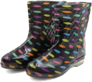 Qtqgoitem Multicolor US 9 Dots Pattern PVC Mid Calf Resistant Waterproof Rainshoes Snow Boots Wellies for Ladies (Model: 2f3 969 1eb e75 05f)