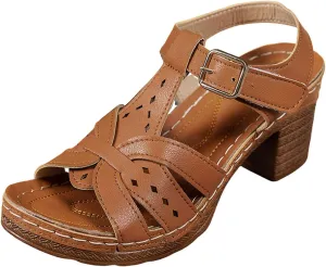 Sandals For Women 2025 Dressy Adjustable Ankle Strap Black Heels Peep Toe Chunky Heeled Dress Brown Pumps Shoes