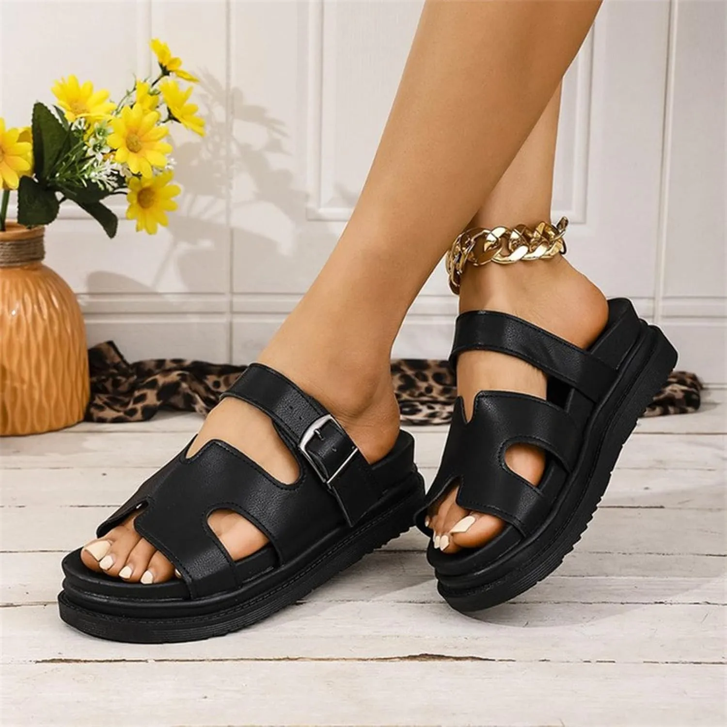 Sandals for Women 2025 Dressy Adjustable Orthopedic Slippers Women's Outdoor Slip On Wide Sandal With Arch Support