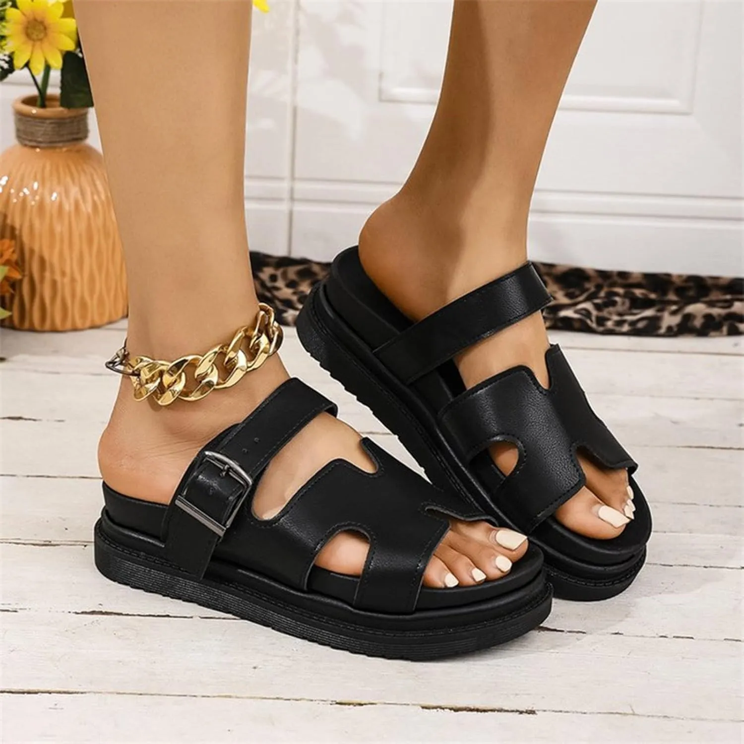 Sandals for Women 2025 Dressy Adjustable Orthopedic Slippers Women's Outdoor Slip On Wide Sandal With Arch Support