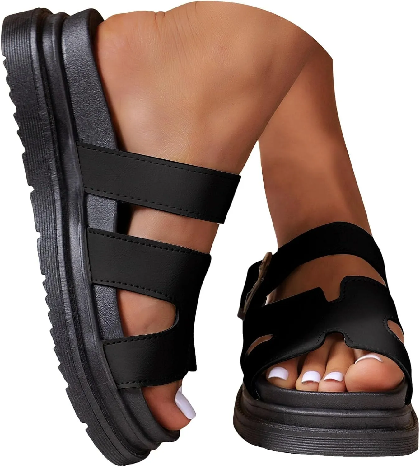 Sandals for Women 2025 Dressy Adjustable Orthopedic Slippers Women's Outdoor Slip On Wide Sandal With Arch Support