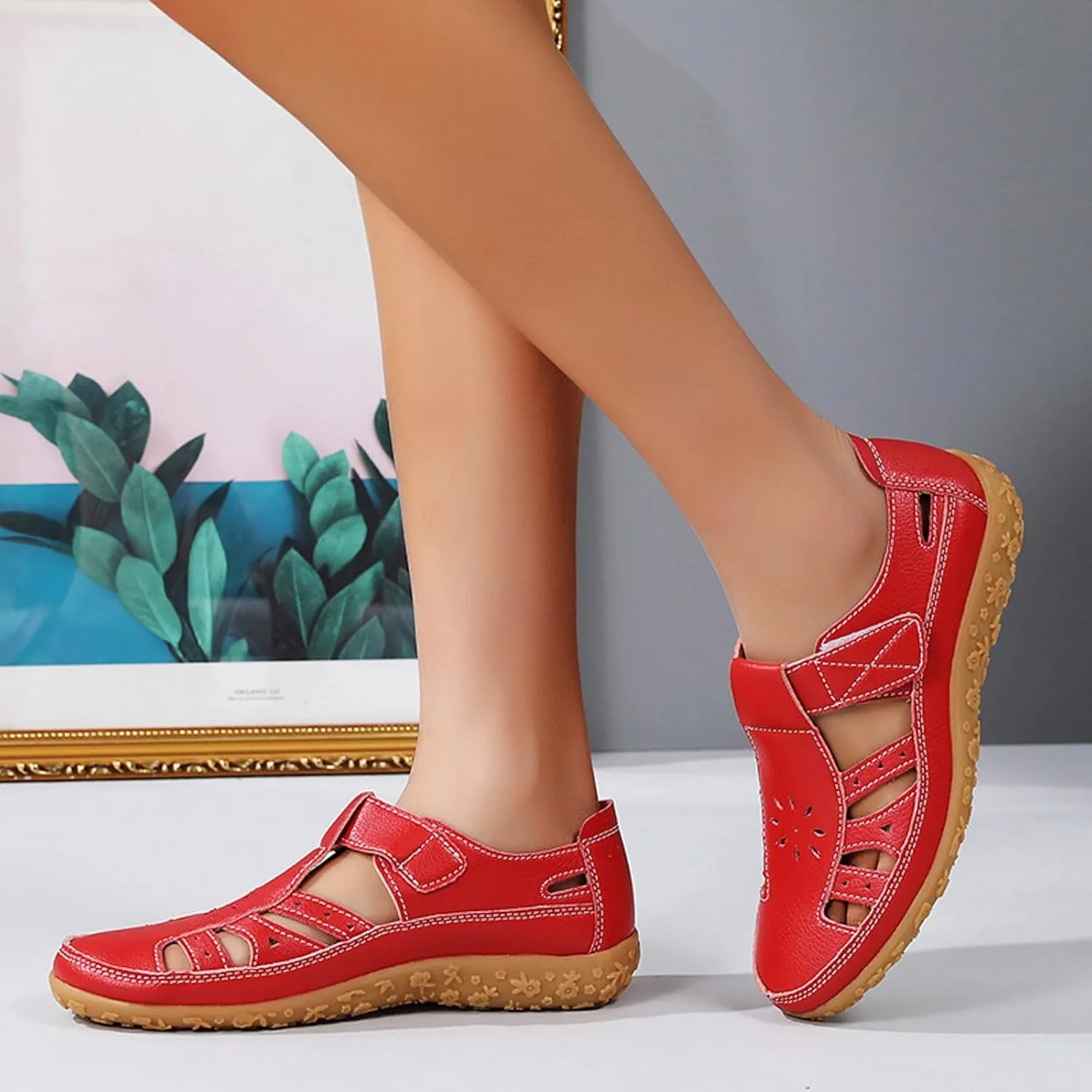 Sandals for Women 2025 Dressy Adjustable Strap Closed Toe Sandal Women's Hollow Breathable Summer Shoes For Sport