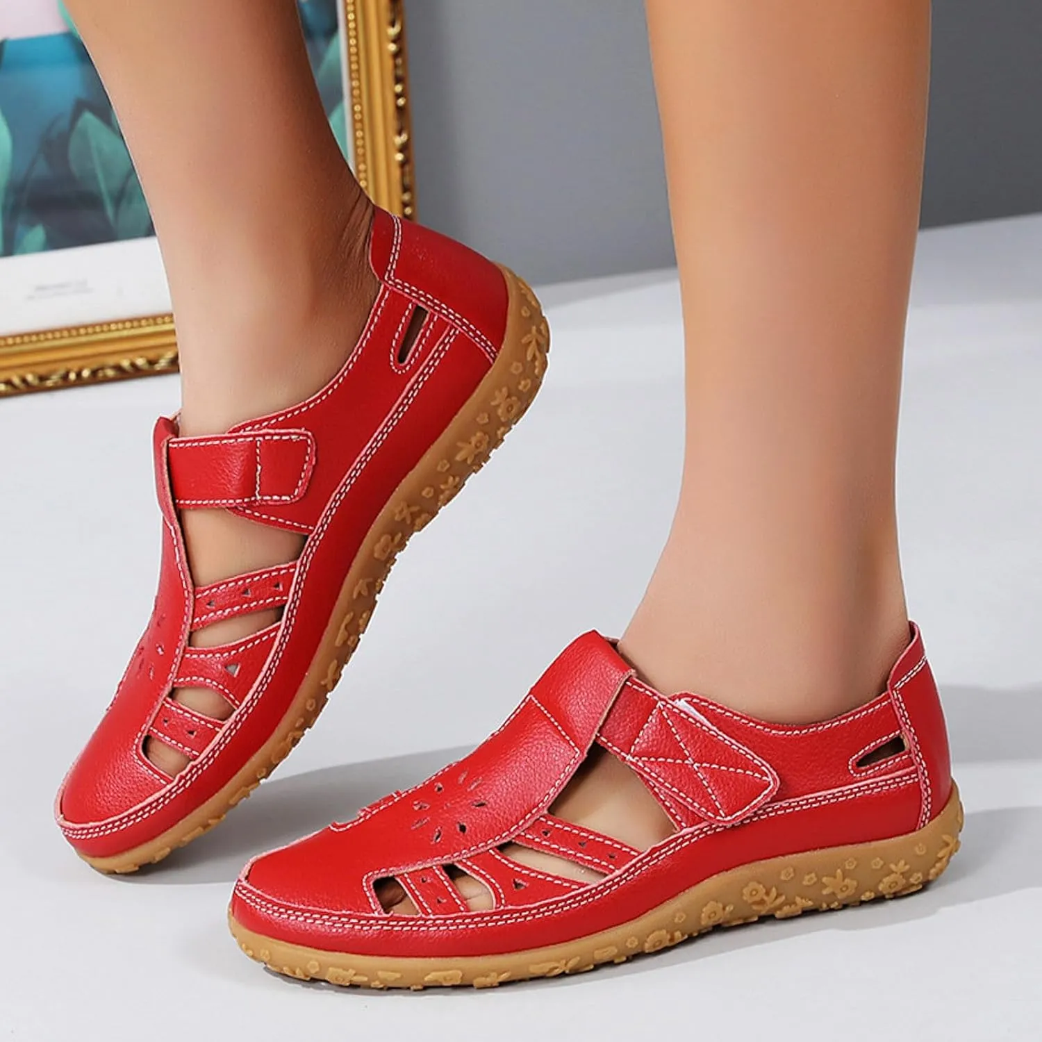 Sandals for Women 2025 Dressy Adjustable Strap Closed Toe Sandal Women's Hollow Breathable Summer Shoes For Sport