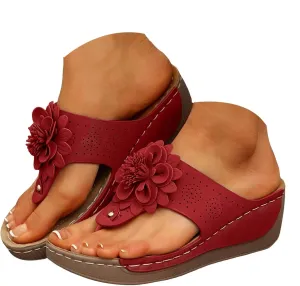 Sandals For Women 2025 Dressy Flower Flip Flops Women's Orthopedic Flip-Flops Slides Indoor Wedge Walking Slippers