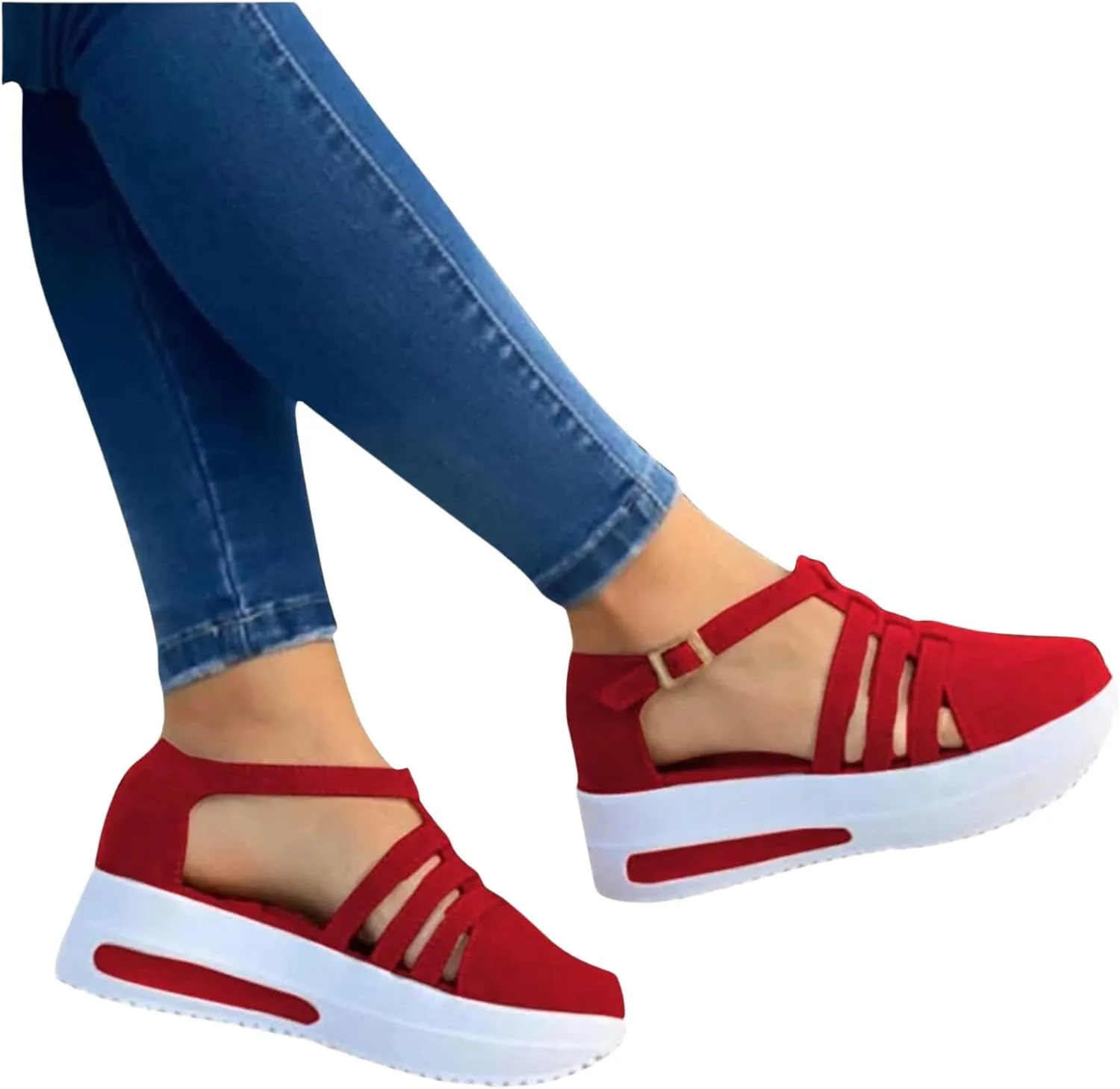 Sandals for Women Dressy Summer Casual Closed Toe Ankle Strap Espadrilles Wedge Comfortable Brown 2025 Shoes Cutout Low Wedges Slip on Buckle Outdoor Orthopedic Platform Sneakers