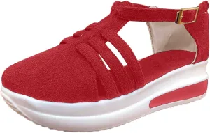 Sandals for Women Dressy Summer Casual Closed Toe Ankle Strap Espadrilles Wedge Comfortable Brown 2025 Shoes Cutout Low Wedges Slip on Buckle Outdoor Orthopedic Platform Sneakers