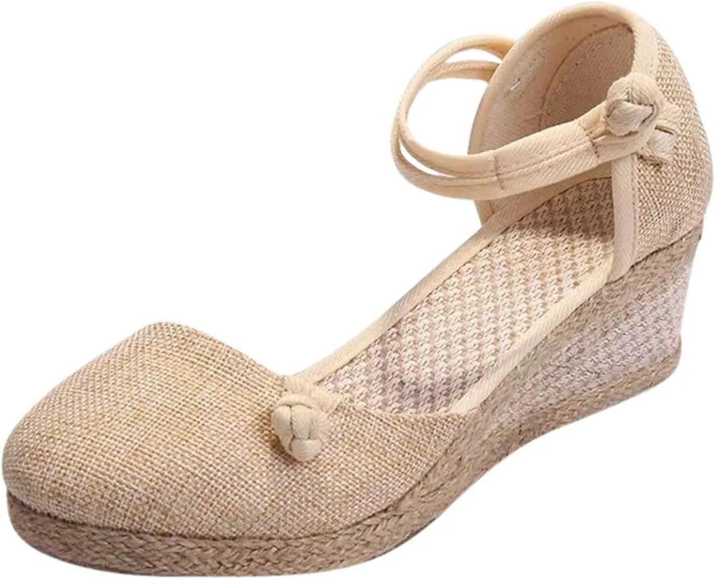 Sandals for Women Dressy Summer Women's Ankle Strap Closed Toe Espadrille Wedge Sandals, Comfortable Platform Wedge Sandal Beach Casual Espadrilles Dress Shoes All Day Comfort