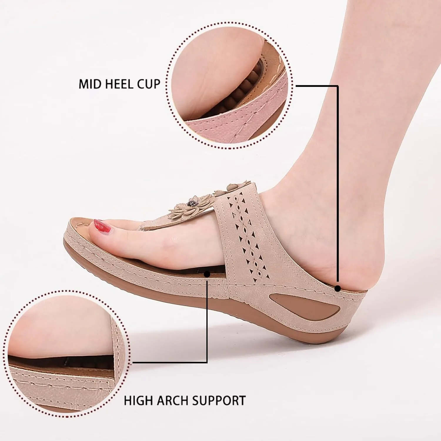 Sandals for Women Wedge Shoes Summer Dressy Flip Flops Comfortable Orthopedic Platform Wedge Sandals Womens Casual Walking Shoes