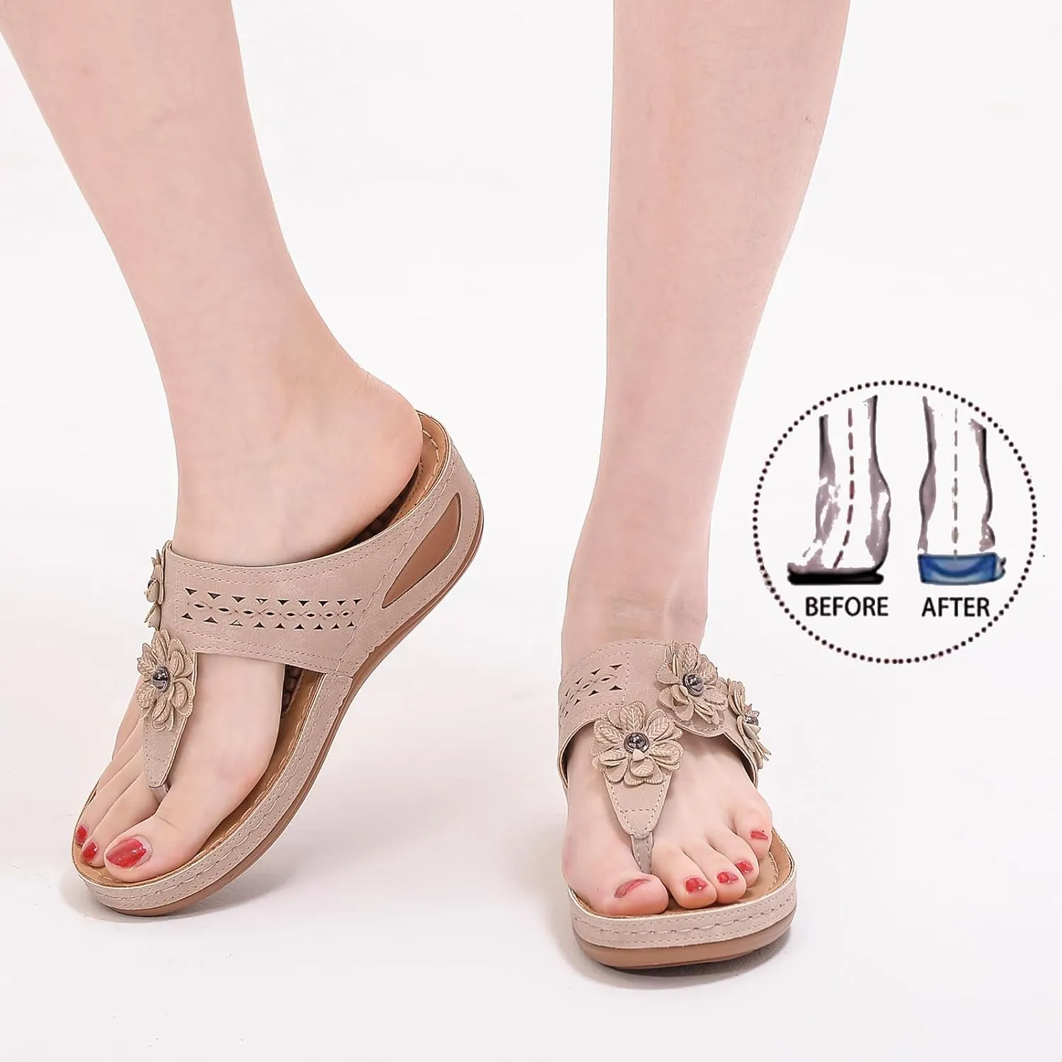 Sandals for Women Wedge Shoes Summer Dressy Flip Flops Comfortable Orthopedic Platform Wedge Sandals Womens Casual Walking Shoes
