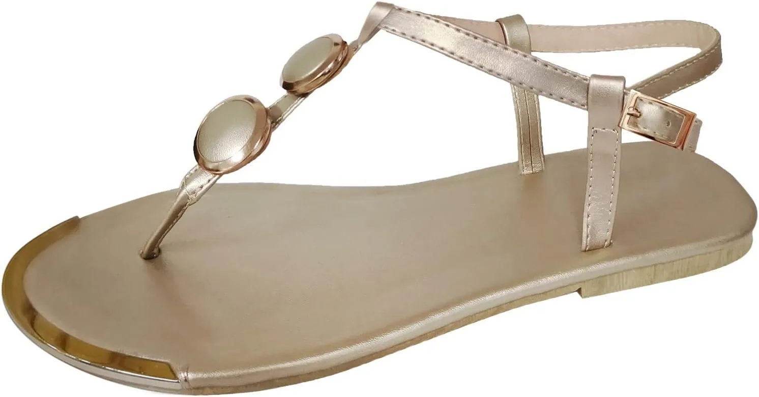 Sandals Women Summer Beach Sandals Rhinestone Flat Thong Sandals Comfortable T Strap Slip-On Shoes Casual Walking Shoes