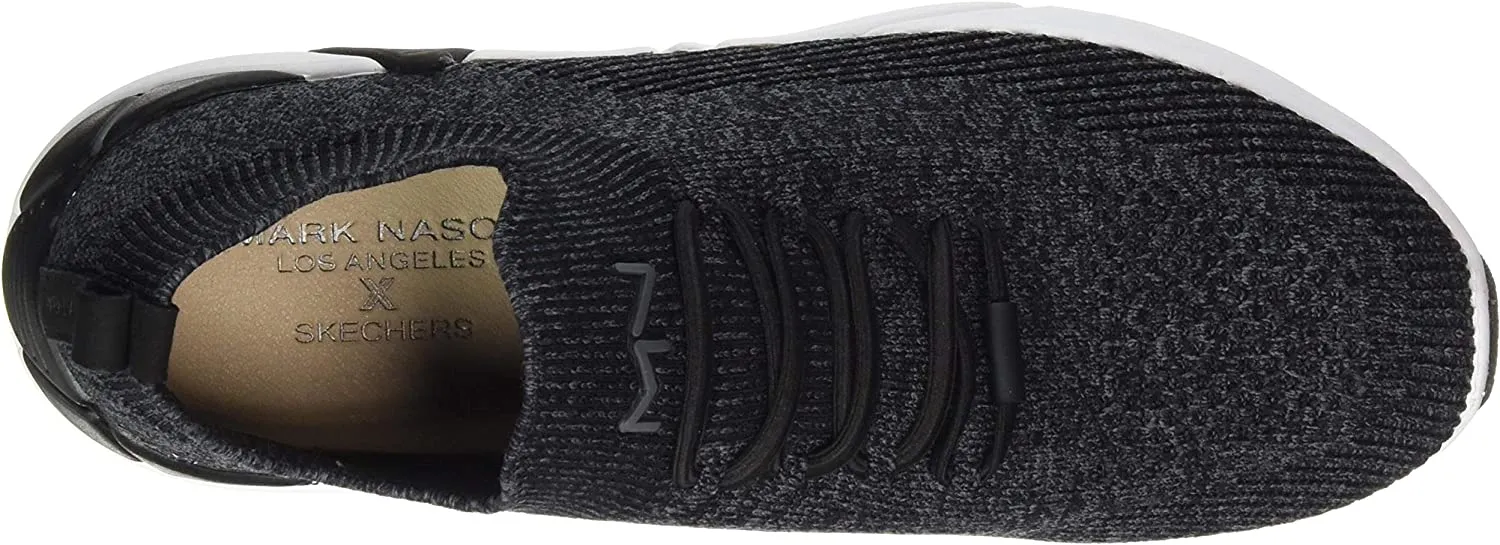 Skechers A-LINE Black Heathered Knit Slip On Stretchy Low Top Athletic Sneakers