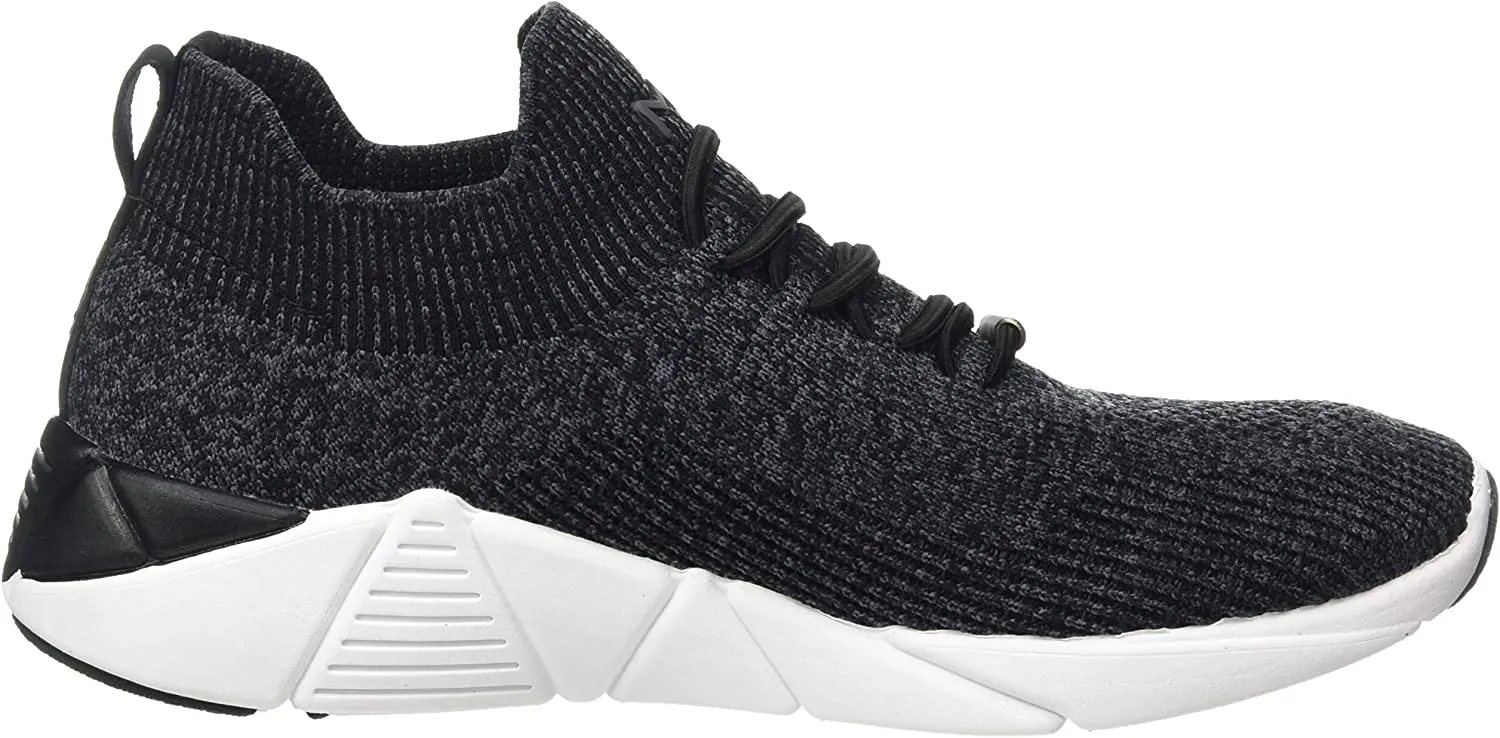 Skechers A-LINE Black Heathered Knit Slip On Stretchy Low Top Athletic Sneakers
