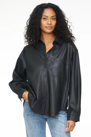Sloane Long Sleeve Oversized Button Down Shirt ~Slate Black