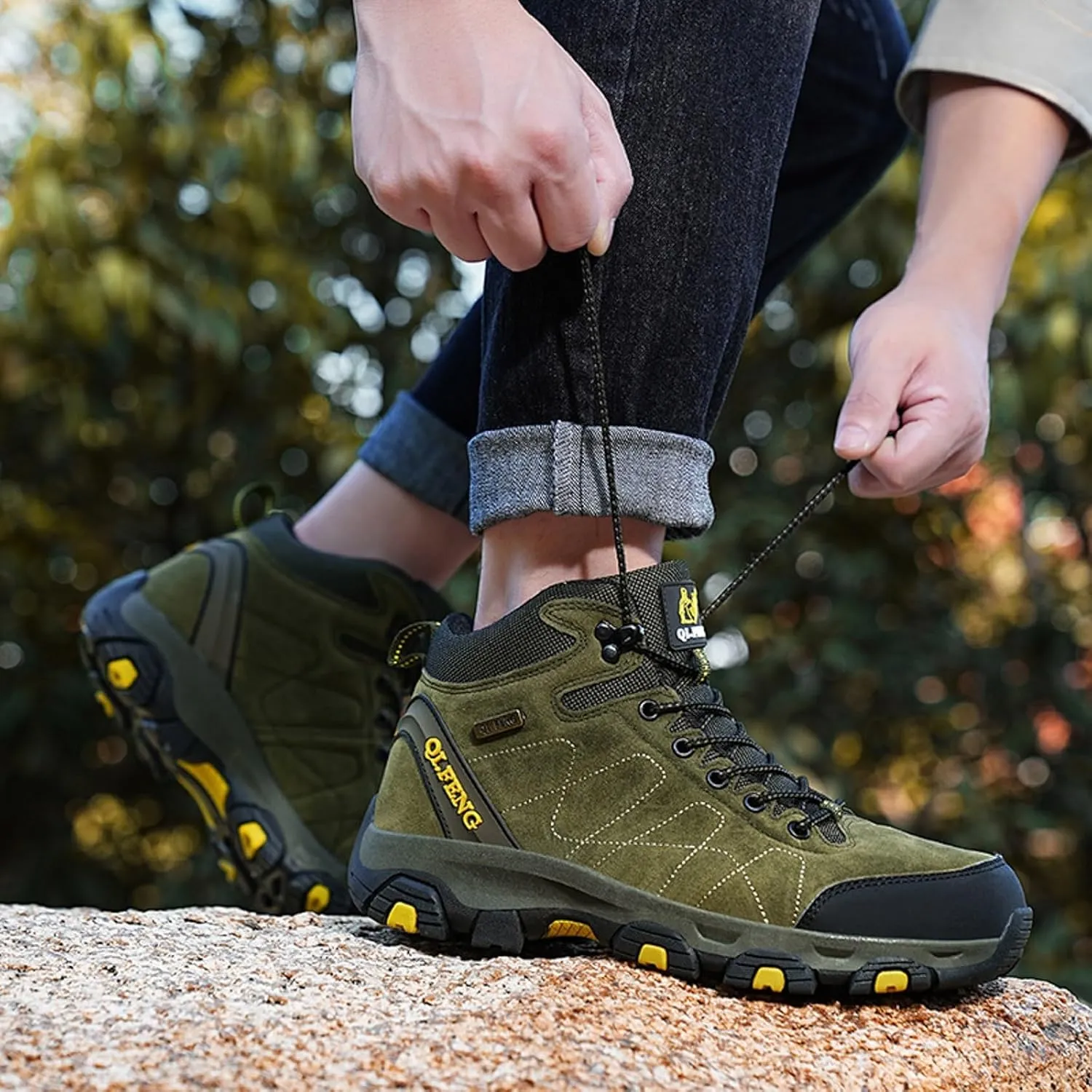 Snow Boots for Men Warm Faux Furry Lined Footwear Waterproof Outdoor Comfort Winter Boots Non-slip Lace Up Ankle Boots for Cold Weather Hiking Boot Trekking Boots