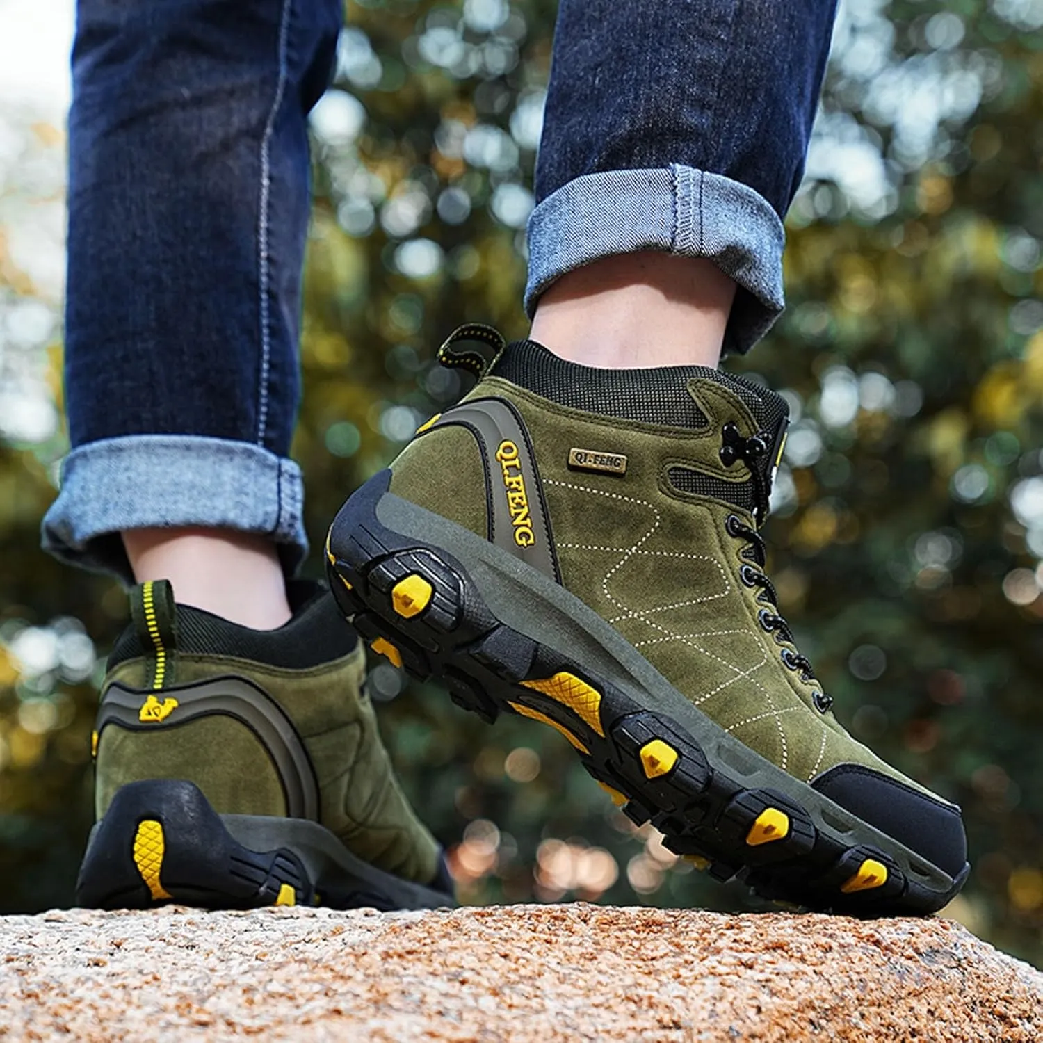 Snow Boots for Men Warm Faux Furry Lined Footwear Waterproof Outdoor Comfort Winter Boots Non-slip Lace Up Ankle Boots for Cold Weather Hiking Boot Trekking Boots