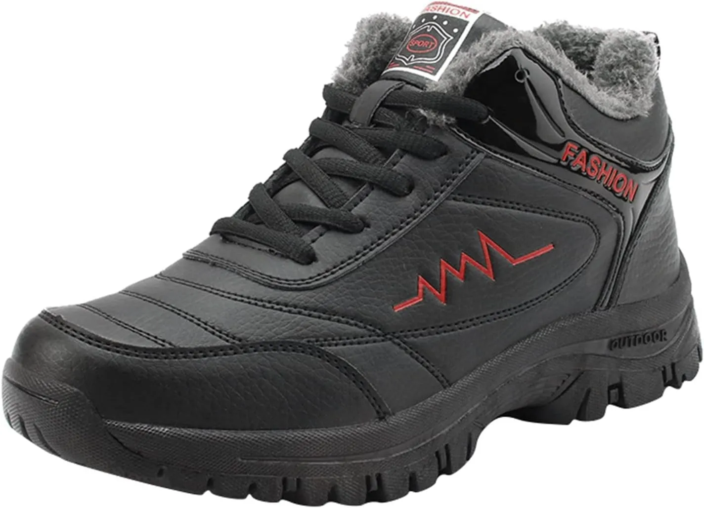 Snow Boots for Men Warm Furry Lined Footwear Waterproof Outdoor Casual Winter Boots Non-slip Lace Up Ankle Boots for Cold Weather Hiking Walking Boots