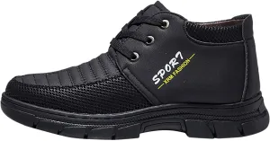 Snow Boots for Men Waterproof Furry Lined Warm Winter Boots Lace Up Cold-Weather Non-Slip Ankle Boots Classic Slip on Hiking Walking Shoes Sneakers
