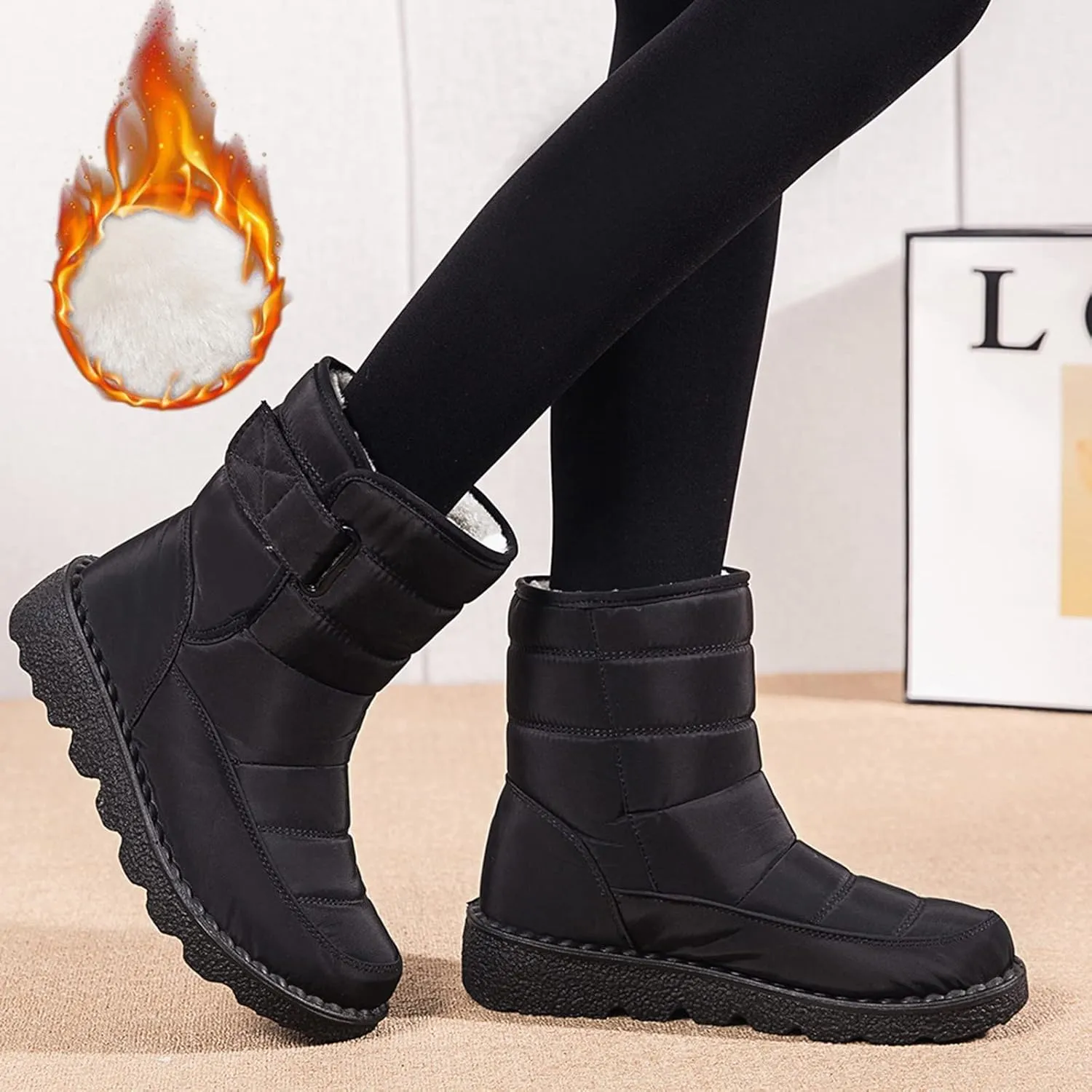Snow Boots for Women Womens Winter Boots Warm Thick Bottom Wide Calf Women Winter Boots Outdoor with Buckle Comfy