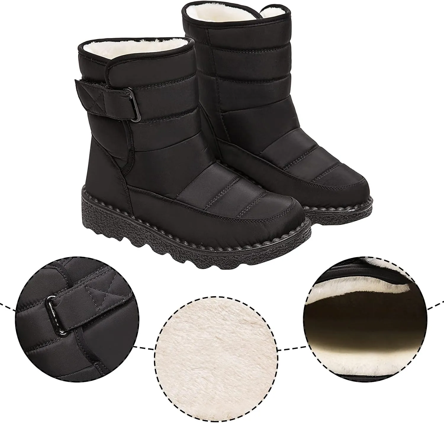 Snow Boots for Women Womens Winter Boots Warm Thick Bottom Wide Calf Women Winter Boots Outdoor with Buckle Comfy